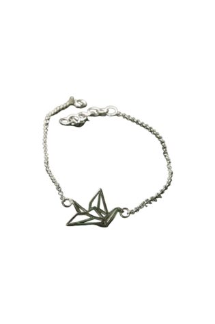 Bird Origami Silver Bracelet