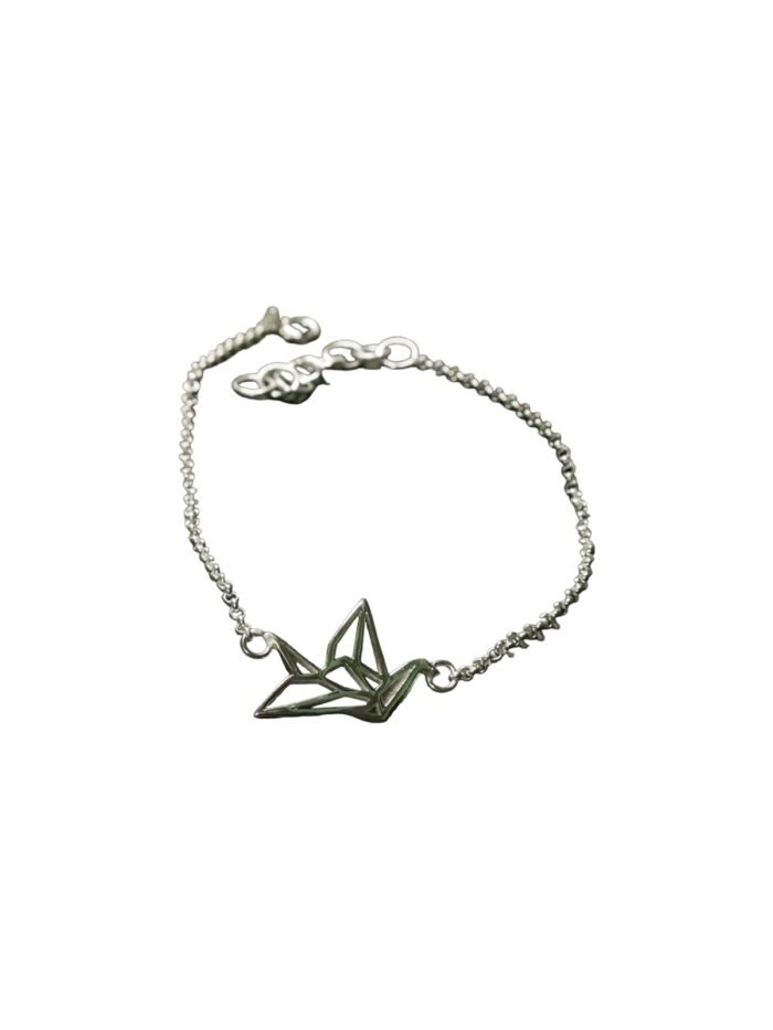 Bird Origami Silver Bracelet