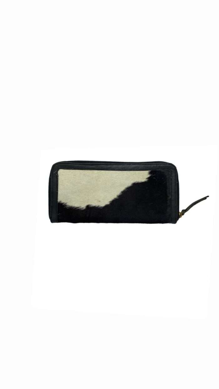 Cowhide Fur Long Wallet