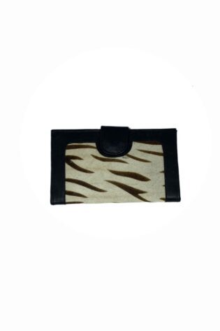Cowhide Stripe Fur Long Wallet