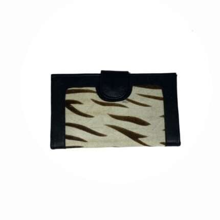 Cowhide Stripe Fur Long Wallet