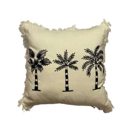 45cm x 45cm Triple Palm Tree Pillow Cover With Tassel