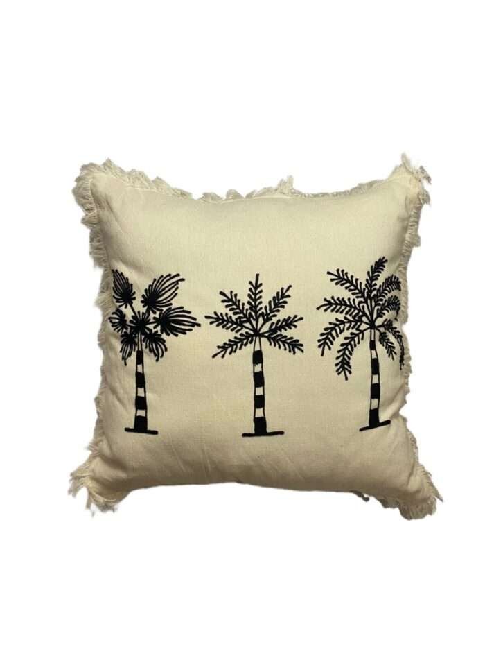 45cm x 45cm Triple Palm Tree Pillow Cover With Tassel