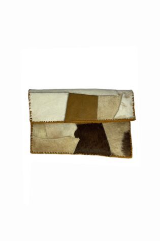 Brown-Beige Leather Clutch