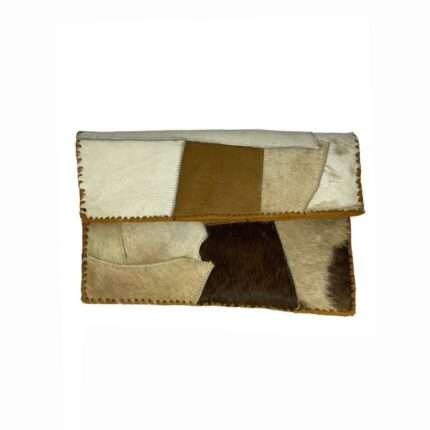 Brown-Beige Leather Clutch