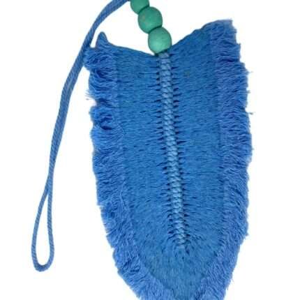 Blue Decorative Macrame Feather Tassel