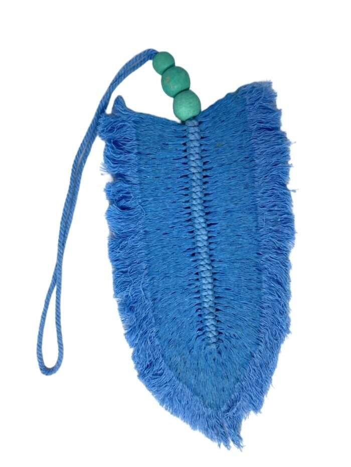 Blue Decorative Macrame Feather Tassel