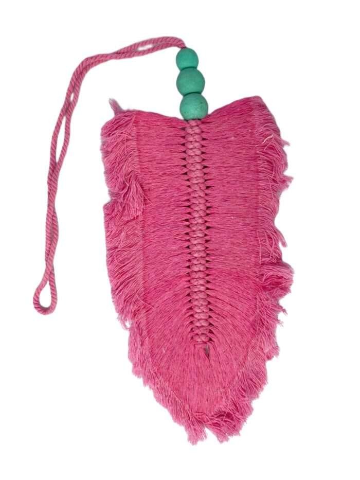 Pink Decorative Macrame Feather Tassel