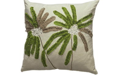 45cm x 45cm Doble Green Flowers With Woll Embodiery Pillow Cover