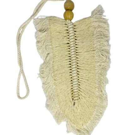 White Decorative Macrame Feather Tassel