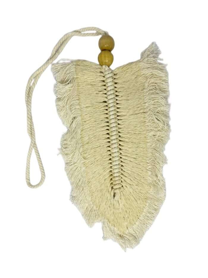 White Decorative Macrame Feather Tassel