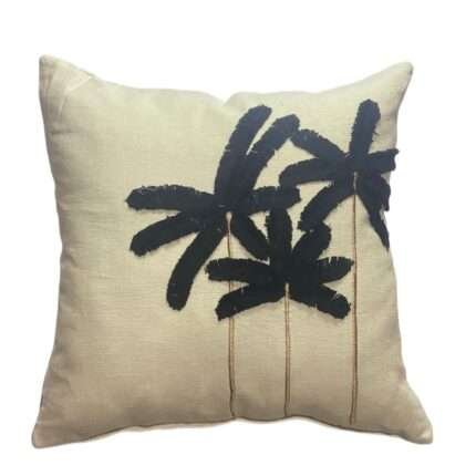 45cm x 45cm Black Brown Triple Palm Tree Pillow Cover