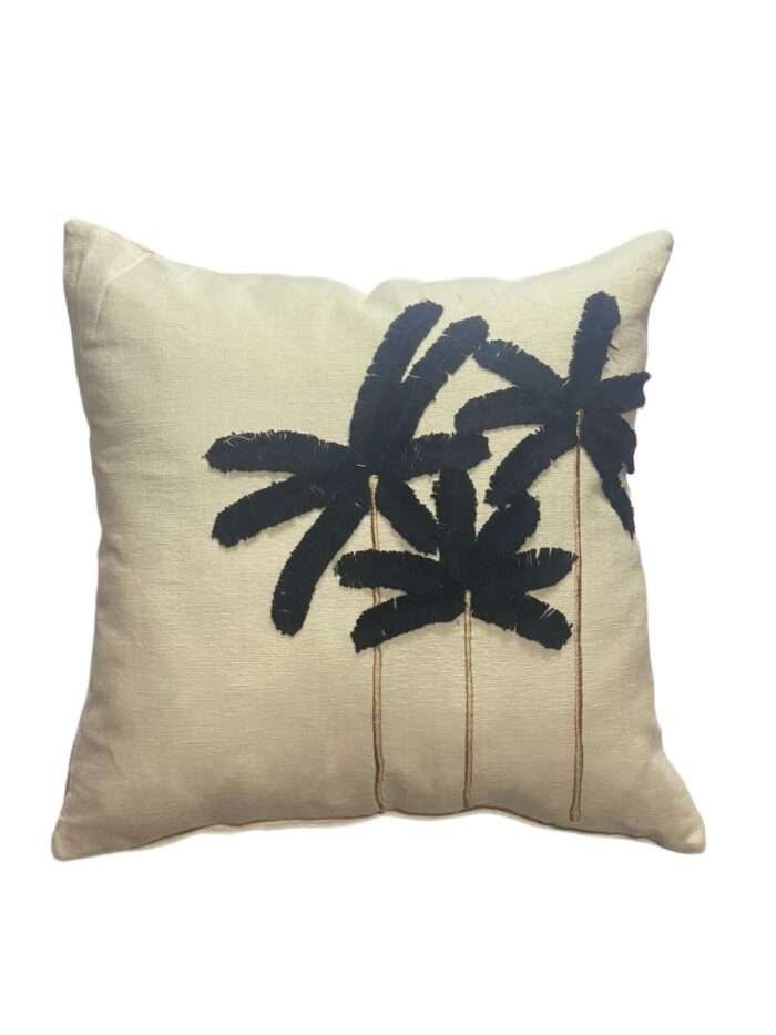 45cm x 45cm Black Brown Triple Palm Tree Pillow Cover