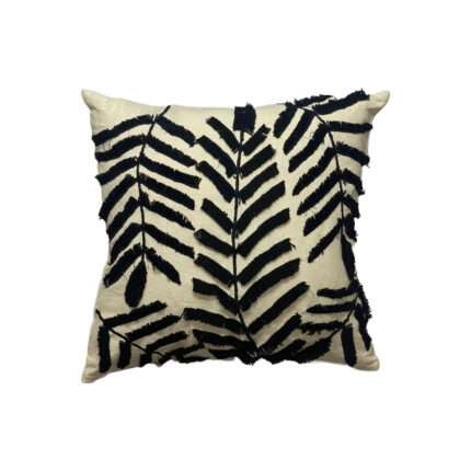 45cm x 45cm Black Leaves Embodiery Pillow Cover