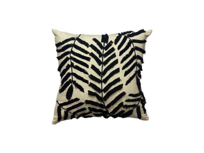 45cm x 45cm Black Leaves Embodiery Pillow Cover