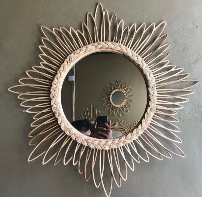 This hand-made mirror from Bali is made from high-quality materials, including rattan, and is both beautiful and durable. The mirror is affordable and can be purchased in bulk or customized to fit specific needs and preferences. It is a unique and natural addition to any home and will be treasured for years to come.