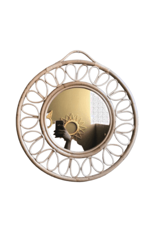 Spiral Round Rattan Mirror