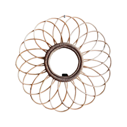 One Layer Round Rattan Mirror