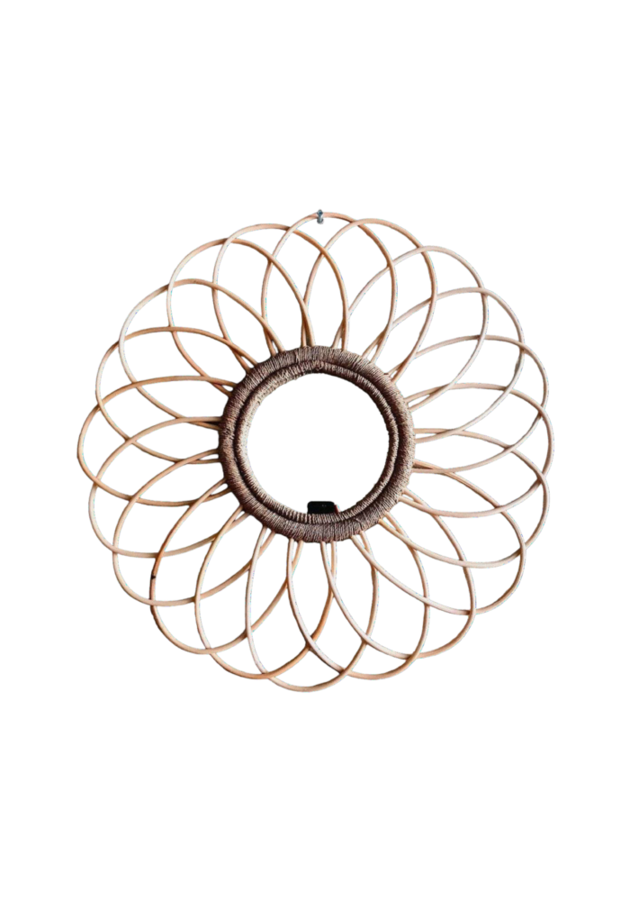 One Layer Round Rattan Mirror