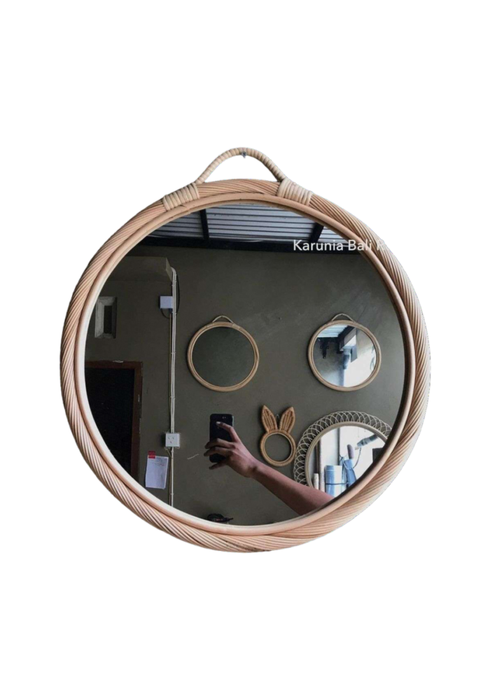 Round Rattan Mirror