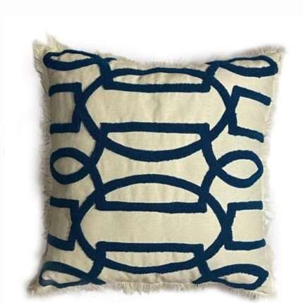 45cm x 45cm Blue Chain Pillow Cover with tassel