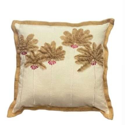 45cm x 45cm Five Times Flowers Mix Jute Pillow Cover