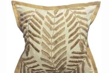 45cm x 45cm Brown Leaves Mix Jute Pillow Cover