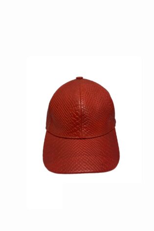Red Pyhthon Leather Cap