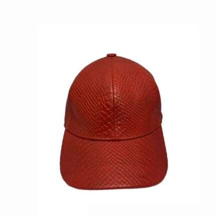 Red Pyhthon Leather Cap