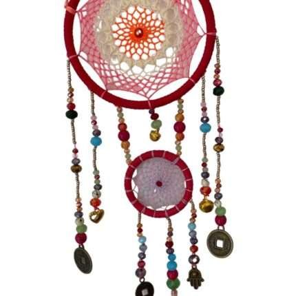 Small Maroon Double Colourful Dream Catcher