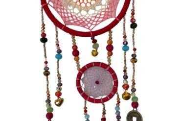 Small Maroon Double Colourful Dream Catcher