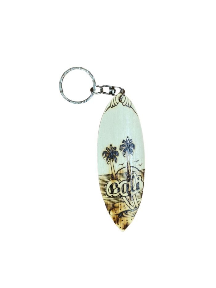 Bali Ocean Temples Wooden Surfboard Keychain