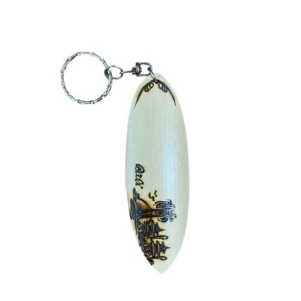 Bali Temples Wooden Surfboard Keychain