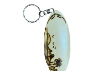 Bali View Wooden Surfboard Keychain