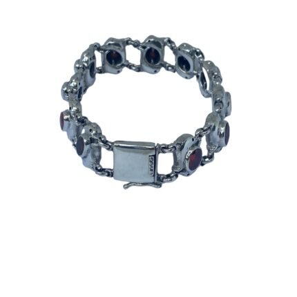 Big Square Chain With Stone Bracelet 925 Sterling Sliver