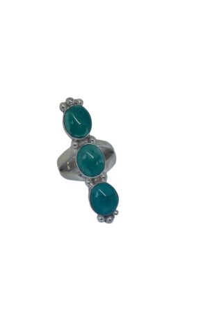 Three Beads Turquoise Ring 925 Sterling Sliver