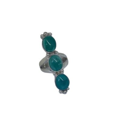 Three Beads Turquoise Ring 925 Sterling Sliver