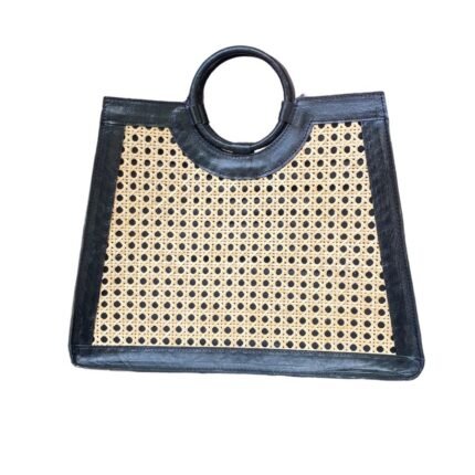 Lena Black Bali Handmade Rattan Webbing HandBag