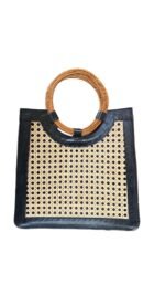 Lya Black Bali Handmade Rattan Webbing HandBag