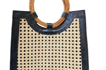 Lya Black Bali Handmade Rattan Webbing HandBag