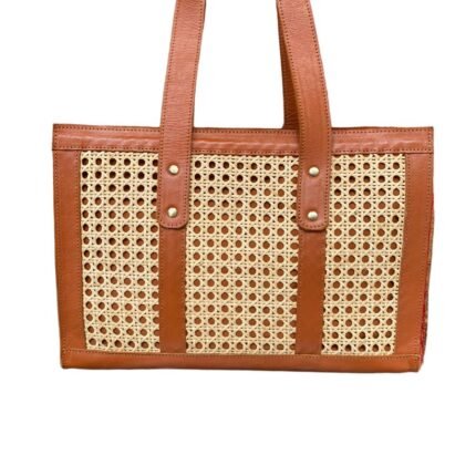 Leana Brown Bali Handmade Rattan Webbing HandBag