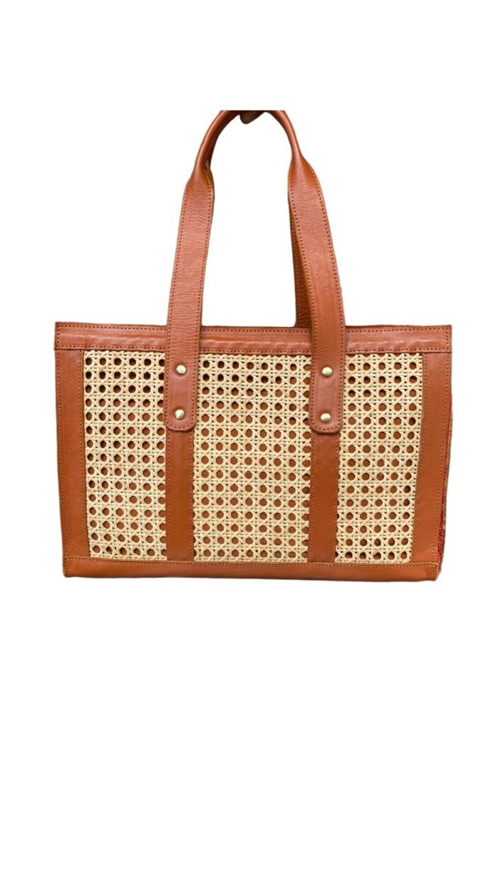 Leana Brown Bali Handmade Rattan Webbing HandBag