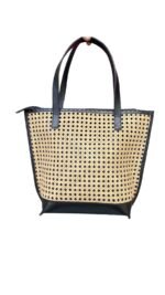 Leana Black Bali Handmade Rattan Webbing HandBag