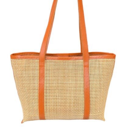 Aie Brown Bali Handmade Rattan Webbing HandBag