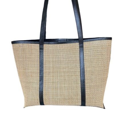 Aie Black Bali Handmade Rattan Webbing HandBag