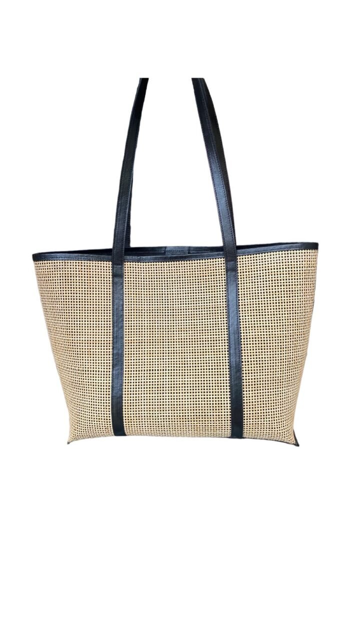 Aie Black Bali Handmade Rattan Webbing HandBag