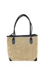 Amo Black Bali Handmade Rattan Webbing HandBag