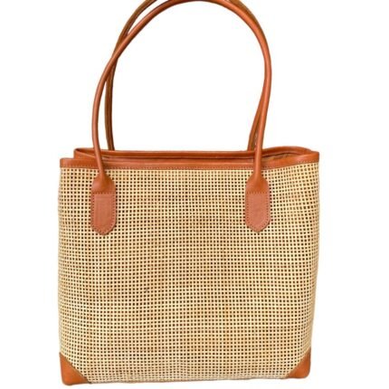 Amo Brown Bali Handmade Rattan Webbing HandBag