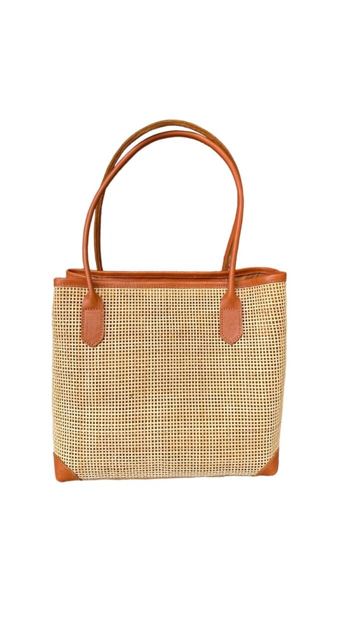 Amo Brown Bali Handmade Rattan Webbing HandBag