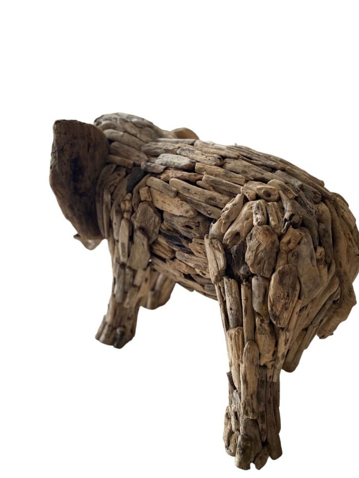 The Size for the Elephant 100 x 55 x 55 cm | Shipping Weight : 40 Kg. We offer handcrafted driftwood creations from Bali including designs of animals, vehicles and wall mirrors made from reclaimed driftwood found on Bali's beaches by skilled artisans. Each piece is unique and adds a touch of natural beauty to any home or office. Established in 2007, we have shipped thousands of products worldwide and each purchase supports the artisans livelihood. Driftwood decorates the place and creates stunning looks for those who prefer exotic looks indoors or outdoors.